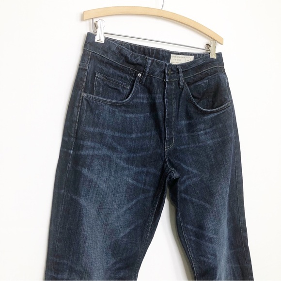 All Saints Spitalfields feels dark wash button fly straight leg jeans. - Picture 3 of 10